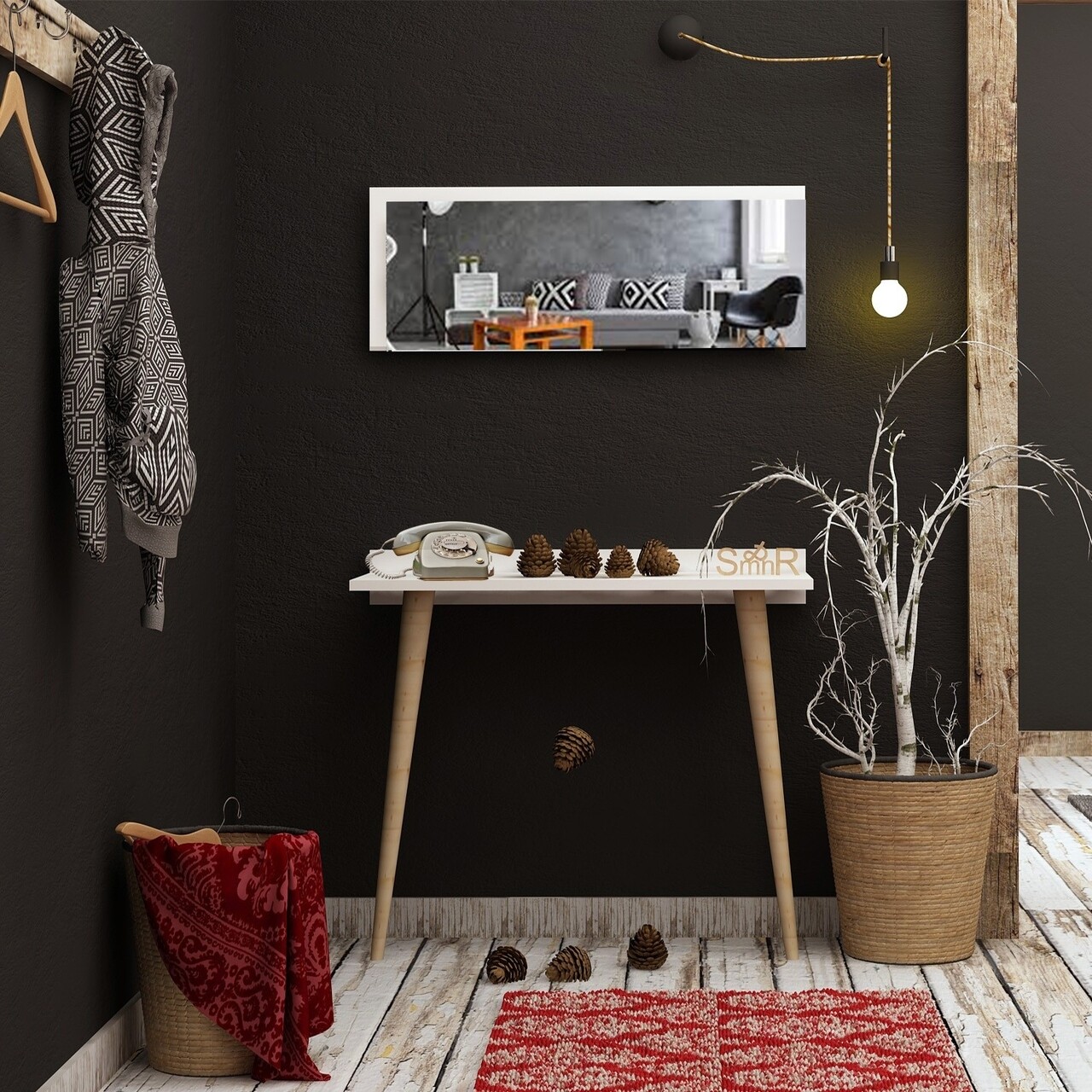 Set masa si oglinda Venezia, Mod Design, bej - imagine 5